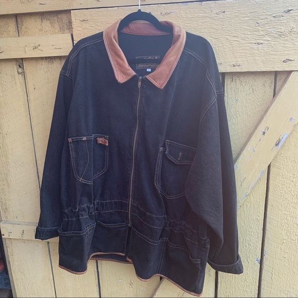 Vintage Eddie Bauer Leather Collar Barn Jacket - Picture 1 of 8